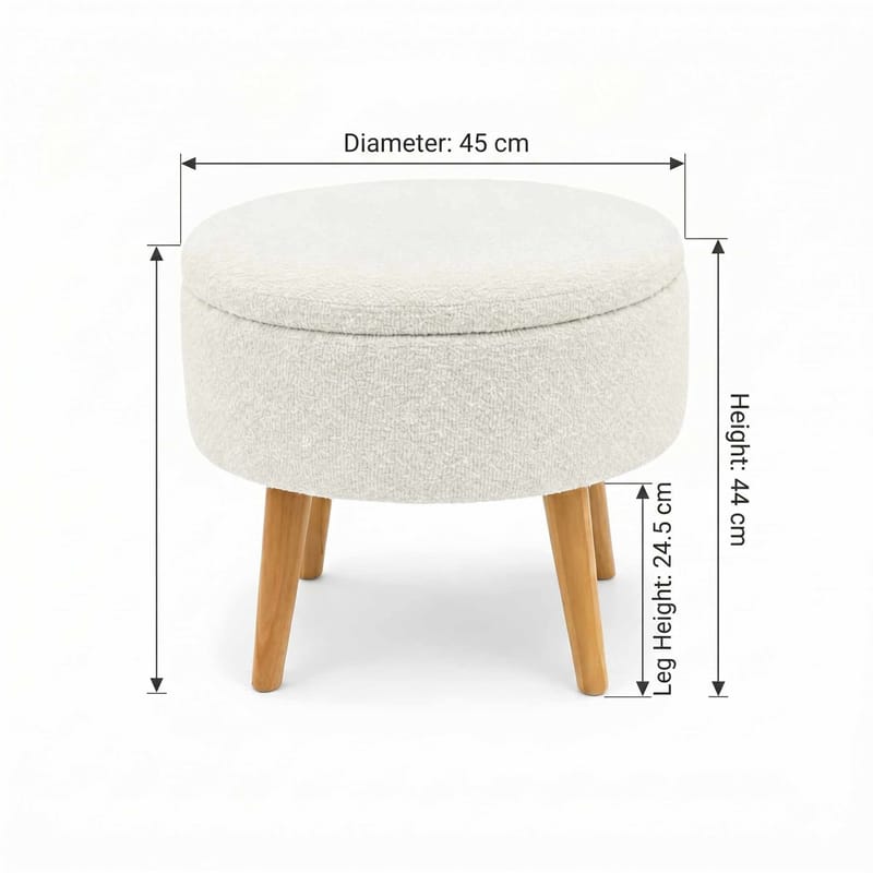 Puff med oppbevaring Atelier Del Sofa Berlin Wellsoft (Ø45 x H44 cm) Hvit - Møbler - Stoler & lenestoler - Krakk - Puff