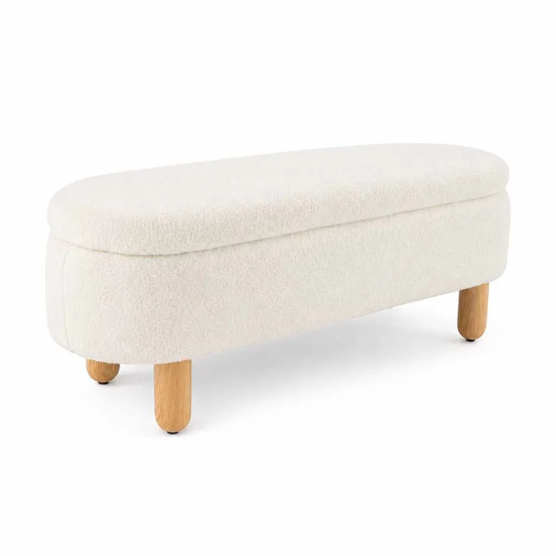 Puff med oppbevaring Atelier Del Sofa Bohem (120 x 44 x 35 cm) Hvit, undefined