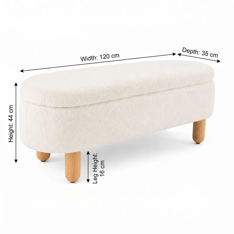 Puff med oppbevaring Atelier Del Sofa Bohem (120 x 44 x 35 cm) Hvit - Møbler - Stoler & lenestoler - Krakk - Puff