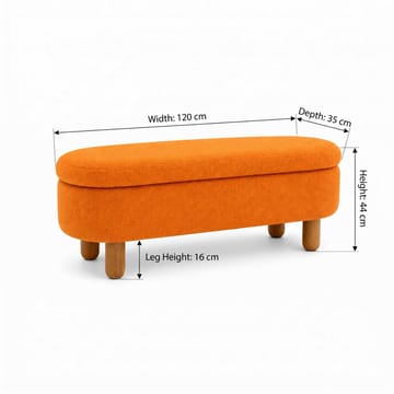 Puff med oppbevaring Atelier Del Sofa Bohem (120 x 44 x 35 cm) Oransje - Møbler - Stoler & lenestoler - Krakk - Puff - Sittepuff med oppbevaring