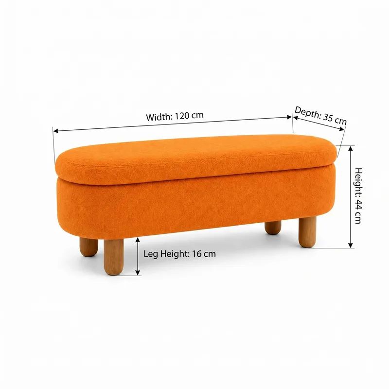 Puff med oppbevaring Atelier Del Sofa Bohem (120 x 44 x 35 cm) Oransje - Møbler - Stoler & lenestoler - Krakk - Puff