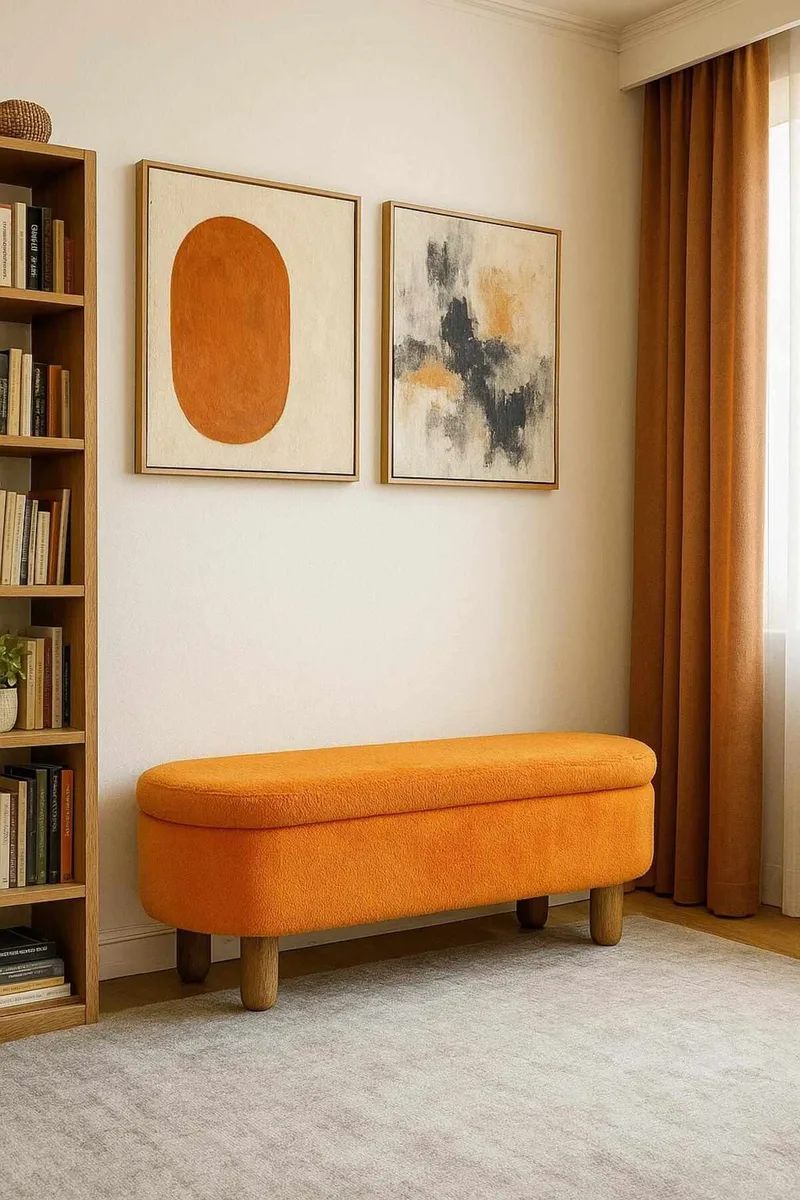 Puff med oppbevaring Atelier Del Sofa Bohem (120 x 44 x 35 cm) Oransje - Møbler - Stoler & lenestoler - Krakk - Puff