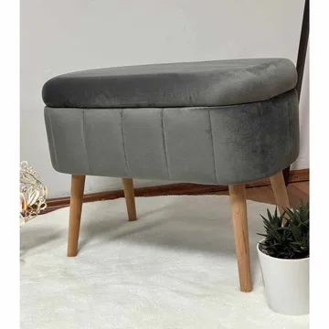 Puff med oppbevaring Atelier Del Sofa Mini Oslo (60 x 46 x 35 cm) Antrasitt - Antrasitt - Møbler - Stoler & lenestoler - Krakk - Puff - Sittepuff med oppbevaring