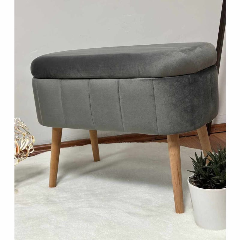 Puff med oppbevaring Atelier Del Sofa Mini Oslo (60 x 46 x 35 cm) Antrasitt - Møbler - Stoler & lenestoler - Krakk - Puff