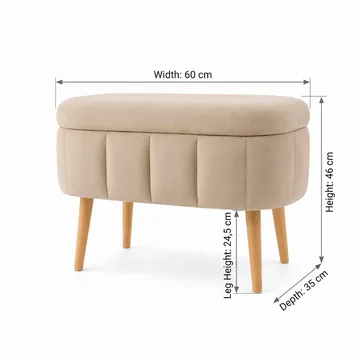 Puff med oppbevaring Atelier Del Sofa Mini Oslo (60 x 46 x 35 cm) Beige - Møbler - Stoler & lenestoler - Krakk - Puff - Sittepuff med oppbevaring