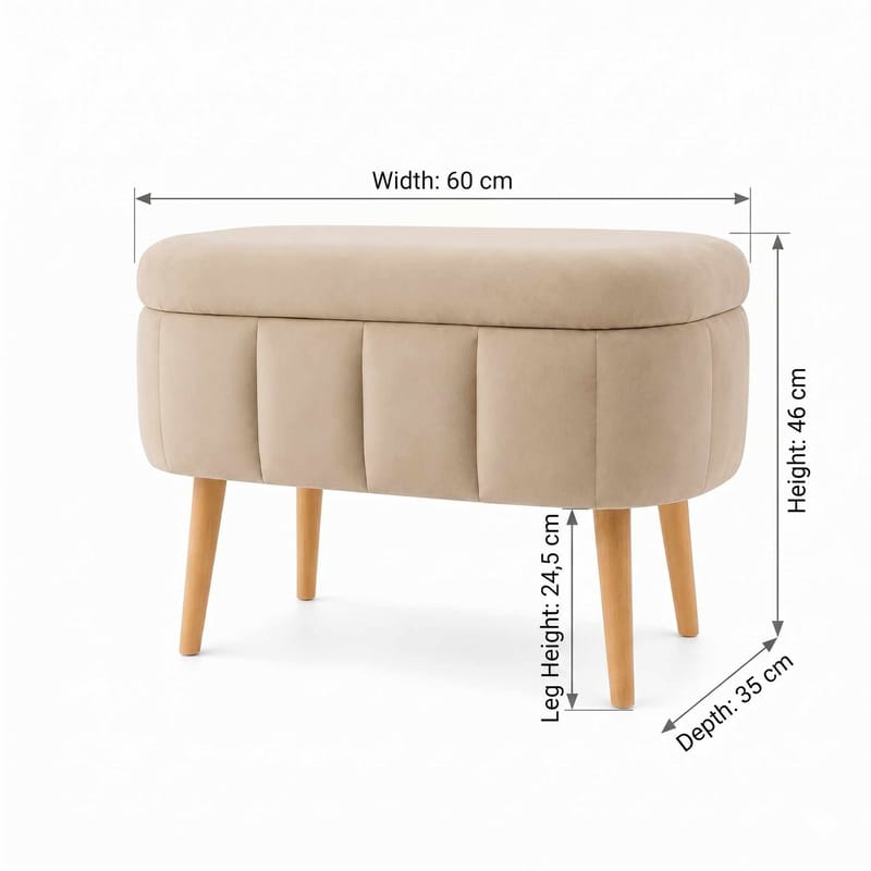 Puff med oppbevaring Atelier Del Sofa Mini Oslo (60 x 46 x 35 cm) Beige - Møbler - Stoler & lenestoler - Krakk - Puff