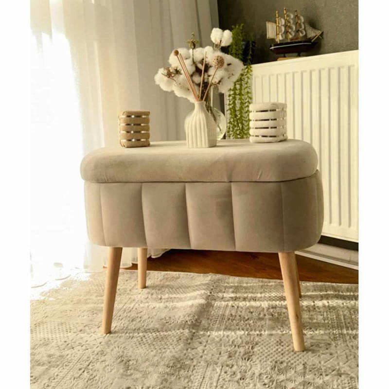 Puff med oppbevaring Atelier Del Sofa Mini Oslo (60 x 46 x 35 cm) Beige - Møbler - Stoler & lenestoler - Krakk - Puff