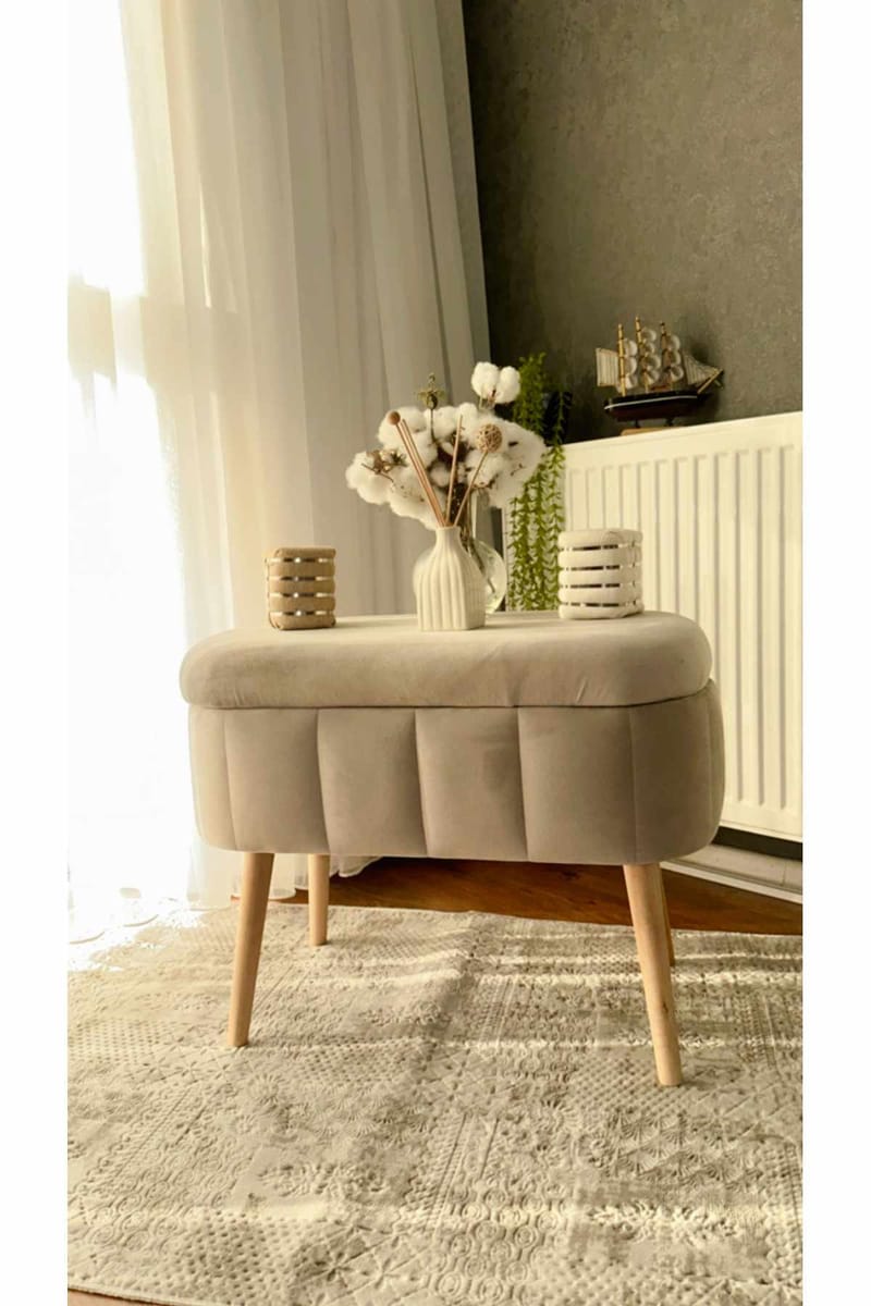 Puff med oppbevaring Atelier Del Sofa Mini Oslo (60 x 46 x 35 cm) Beige - Møbler - Stoler & lenestoler - Krakk - Puff