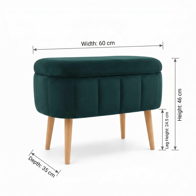 Puff med oppbevaring Atelier Del Sofa Mini Oslo (60 x 46 x 35 cm) Emerald - Møbler - Stoler & lenestoler - Krakk - Puff
