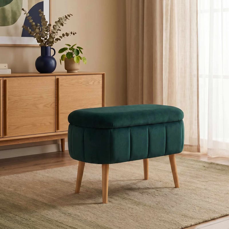 Puff med oppbevaring Atelier Del Sofa Mini Oslo (60 x 46 x 35 cm) Emerald - Møbler - Stoler & lenestoler - Krakk - Puff