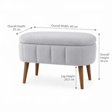 Puff med oppbevaring Atelier Del Sofa Mini Oslo (60 x 46 x 35 cm) Grå - Møbler - Stoler & lenestoler - Krakk - Puff - Sittepuff med oppbevaring