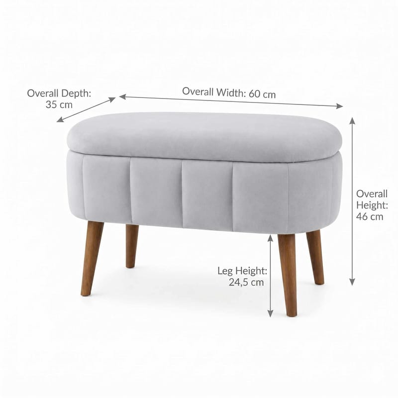 Puff med oppbevaring Atelier Del Sofa Mini Oslo (60 x 46 x 35 cm) Grå - Møbler - Stoler & lenestoler - Krakk - Puff