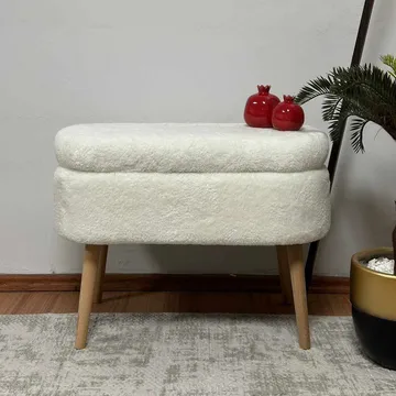 Puff med oppbevaring Atelier Del Sofa Mini Oslo (60 x 46 x 35 cm) Hvit - Møbler - Stoler & lenestoler - Krakk - Puff - Sittepuff med oppbevaring