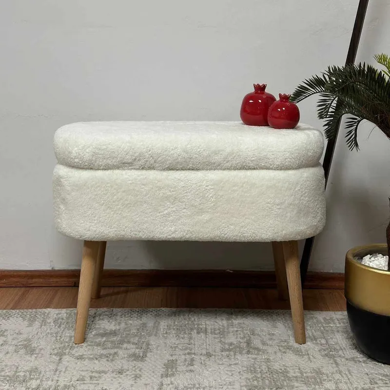 Puff med oppbevaring Atelier Del Sofa Mini Oslo (60 x 46 x 35 cm) Hvit - Møbler - Stoler & lenestoler - Krakk - Puff