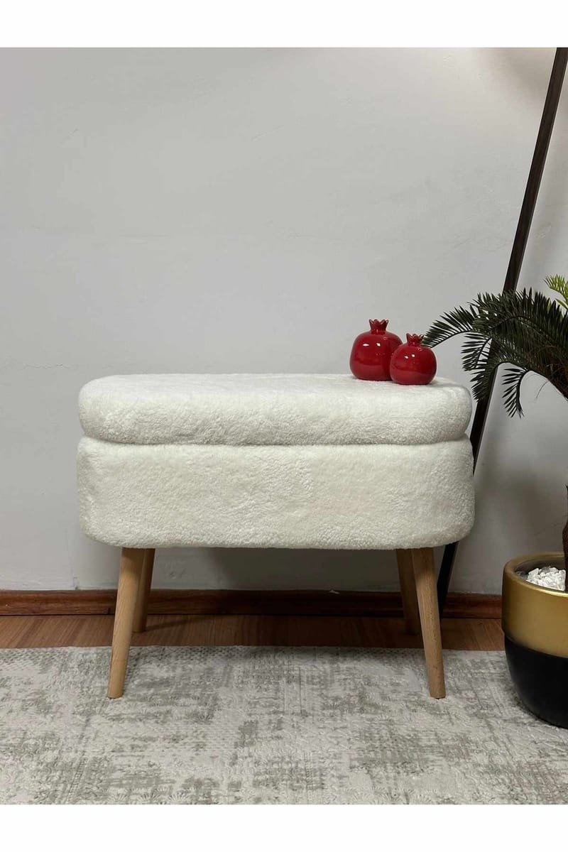 Puff med oppbevaring Atelier Del Sofa Mini Oslo (60 x 46 x 35 cm) Hvit - Møbler - Stoler & lenestoler - Krakk - Puff