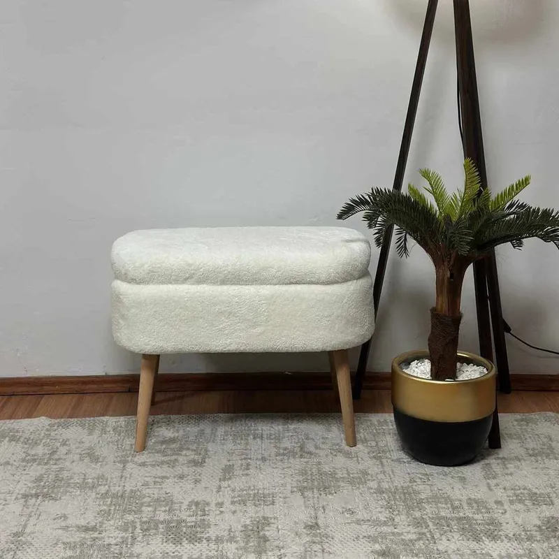Puff med oppbevaring Atelier Del Sofa Mini Oslo (60 x 46 x 35 cm) Hvit - Møbler - Stoler & lenestoler - Krakk - Puff