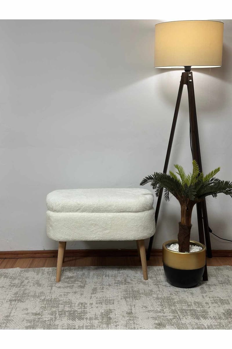 Puff med oppbevaring Atelier Del Sofa Mini Oslo (60 x 46 x 35 cm) Hvit - Møbler - Stoler & lenestoler - Krakk - Puff