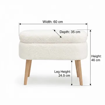 Puff med oppbevaring Atelier Del Sofa Mini Oslo (60 x 46 x 35 cm) Hvit - Møbler - Stoler & lenestoler - Krakk - Puff - Sittepuff med oppbevaring