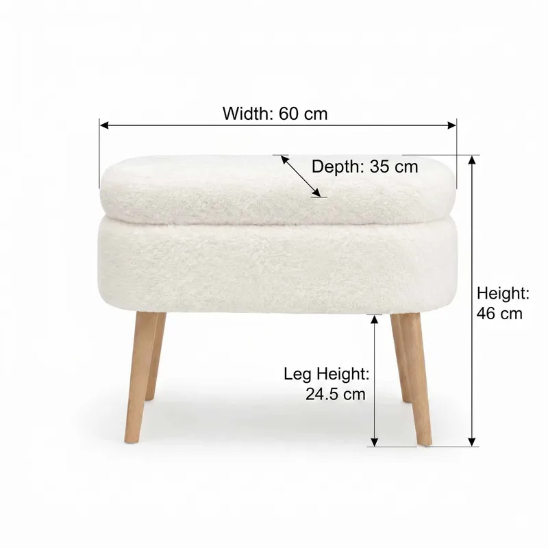 Puff med oppbevaring Atelier Del Sofa Mini Oslo (60 x 46 x 35 cm) Hvit - Møbler - Stoler & lenestoler - Krakk - Puff