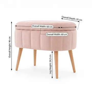 Puff med oppbevaring Atelier Del Sofa Mini Oslo (60 x 46 x 35 cm) Rosa - Møbler - Stoler & lenestoler - Krakk - Puff - Sittepuff med oppbevaring