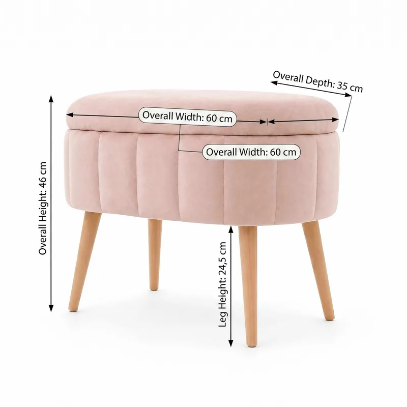 Puff med oppbevaring Atelier Del Sofa Mini Oslo (60 x 46 x 35 cm) Rosa - Møbler - Stoler & lenestoler - Krakk - Puff