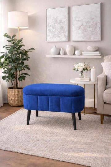 Puff med oppbevaring Atelier Del Sofa Mini Oslo (60 x 46 x 35 cm) Sax Blue - Møbler - Stoler & lenestoler - Krakk - Puff - Sittepuff med oppbevaring