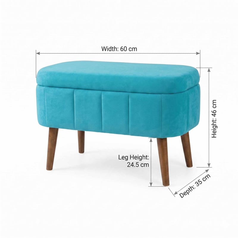 Puff med oppbevaring Atelier Del Sofa Mini Oslo (60 x 46 x 35 cm) Turkis - Møbler - Stoler & lenestoler - Krakk - Puff