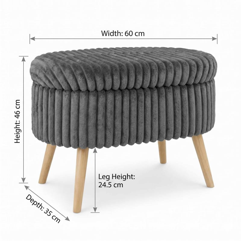 Puff med oppbevaring Atelier Del Sofa Mini Oslo Lin (60 x 46 x 35 cm) Antrasitt - Møbler - Stoler & lenestoler - Krakk - Puff