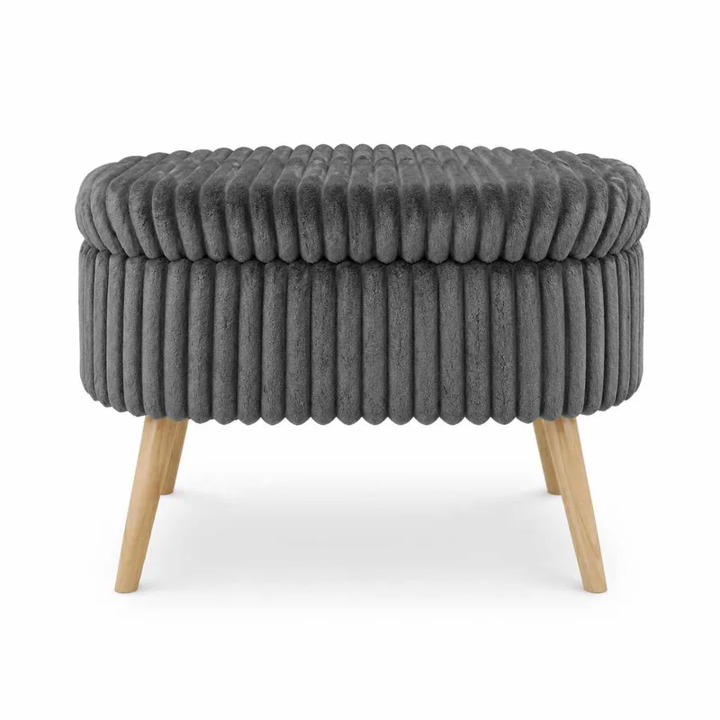 Puff med oppbevaring Atelier Del Sofa Mini Oslo Lin (60 x 46 x 35 cm) Antrasitt, undefined