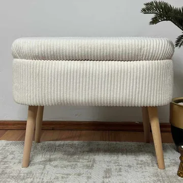 Puff med oppbevaring Atelier Del Sofa Mini Oslo Lin (60 x 46 x 35 cm) Cream - Møbler - Stoler & lenestoler - Krakk - Puff - Sittepuff med oppbevaring