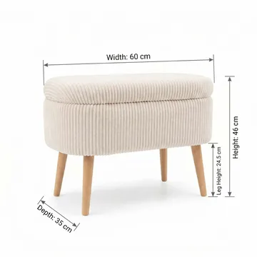 Puff med oppbevaring Atelier Del Sofa Mini Oslo Lin (60 x 46 x 35 cm) Cream - Møbler - Stoler & lenestoler - Krakk - Puff - Sittepuff med oppbevaring