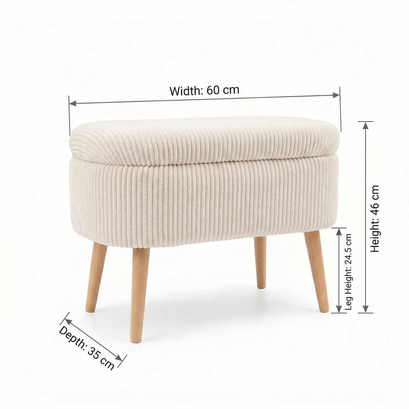 Puff med oppbevaring Atelier Del Sofa Mini Oslo Lin (60 x 46 x 35 cm) Cream - Møbler - Stoler & lenestoler - Krakk - Puff