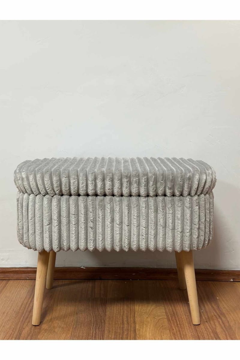 Puff med oppbevaring Atelier Del Sofa Mini Oslo Lin (60 x 46 x 35 cm) Grå - Møbler - Stoler & lenestoler - Krakk - Puff