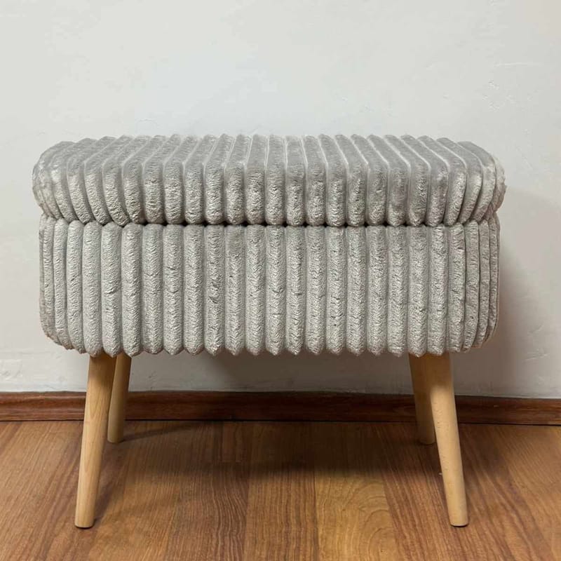 Puff med oppbevaring Atelier Del Sofa Mini Oslo Lin (60 x 46 x 35 cm) Grå - Møbler - Stoler & lenestoler - Krakk - Puff