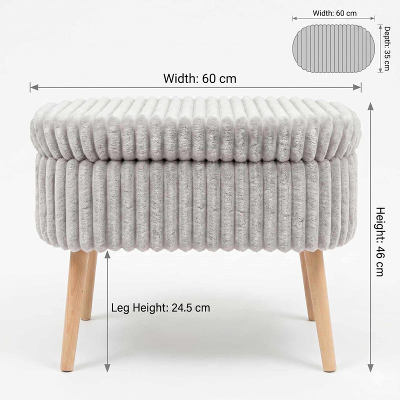 Puff med oppbevaring Atelier Del Sofa Mini Oslo Lin (60 x 46 x 35 cm) Grå - Møbler - Stoler & lenestoler - Krakk - Puff