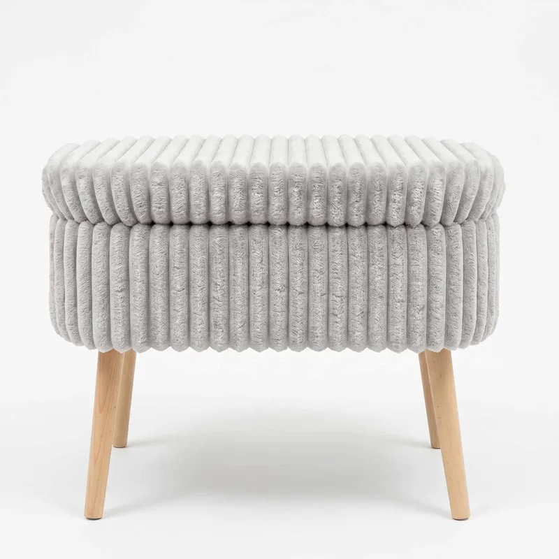 Puff med oppbevaring Atelier Del Sofa Mini Oslo Lin (60 x 46 x 35 cm) Grå, undefined