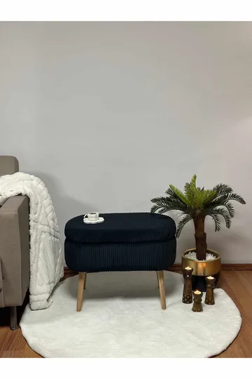 Puff med oppbevaring Atelier Del Sofa Mini Oslo Lin (60 x 46 x 35 cm) Svart - Møbler - Stoler & lenestoler - Krakk - Puff - Sittepuff med oppbevaring