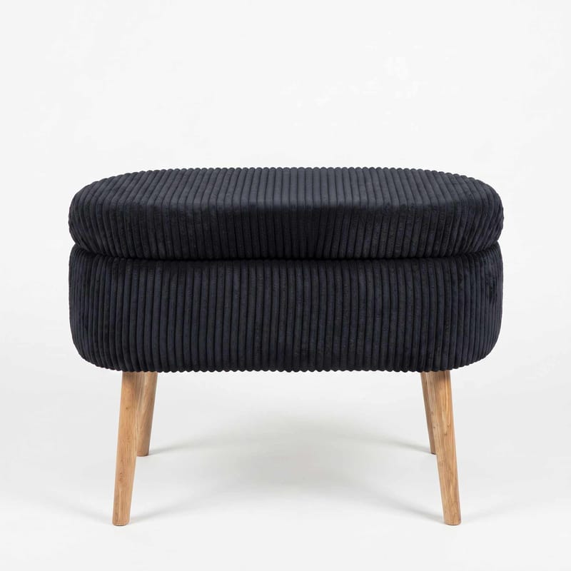 Puff med oppbevaring Atelier Del Sofa Mini Oslo Lin (60 x 46 x 35 cm) Svart, undefined