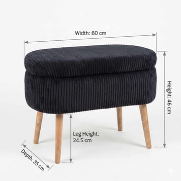 Puff med oppbevaring Atelier Del Sofa Mini Oslo Lin (60 x 46 x 35 cm) Svart - Møbler - Stoler & lenestoler - Krakk - Puff - Sittepuff med oppbevaring