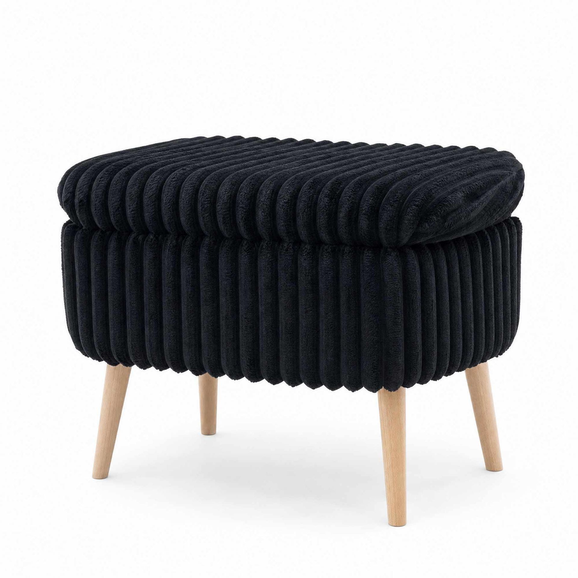 Puff med oppbevaring Atelier Del Sofa Mini Oslo Lin (60 x 46 x 35 cm) Toscano Black -
