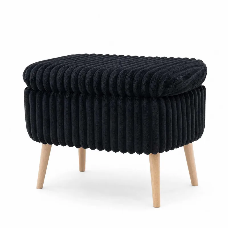 Puff med oppbevaring Atelier Del Sofa Mini Oslo Lin (60 x 46 x 35 cm) Toscano Black, undefined
