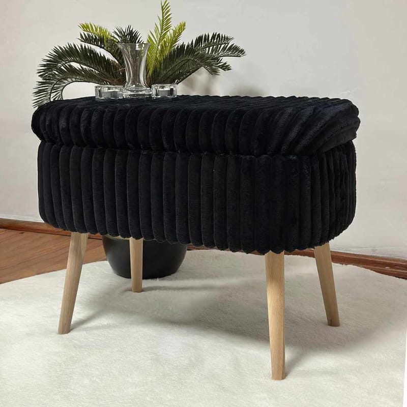 Puff med oppbevaring Atelier Del Sofa Mini Oslo Lin (60 x 46 x 35 cm) Toscano Black - Møbler - Stoler & lenestoler - Krakk - Puff