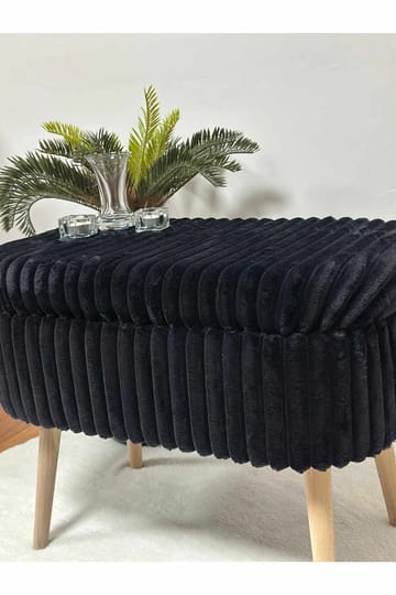 Puff med oppbevaring Atelier Del Sofa Mini Oslo Lin (60 x 46 x 35 cm) Toscano Black - Møbler - Stoler & lenestoler - Krakk - Puff - Sittepuff med oppbevaring