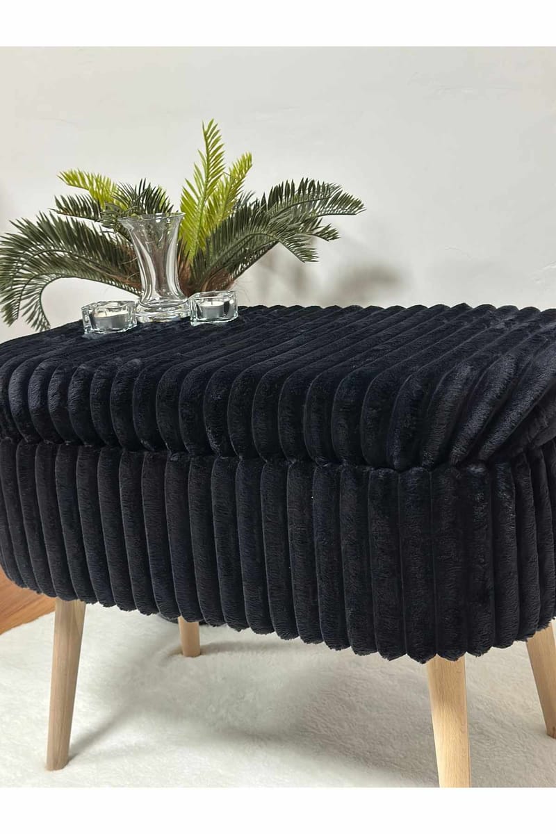 Puff med oppbevaring Atelier Del Sofa Mini Oslo Lin (60 x 46 x 35 cm) Toscano Black - Møbler - Stoler & lenestoler - Krakk - Puff
