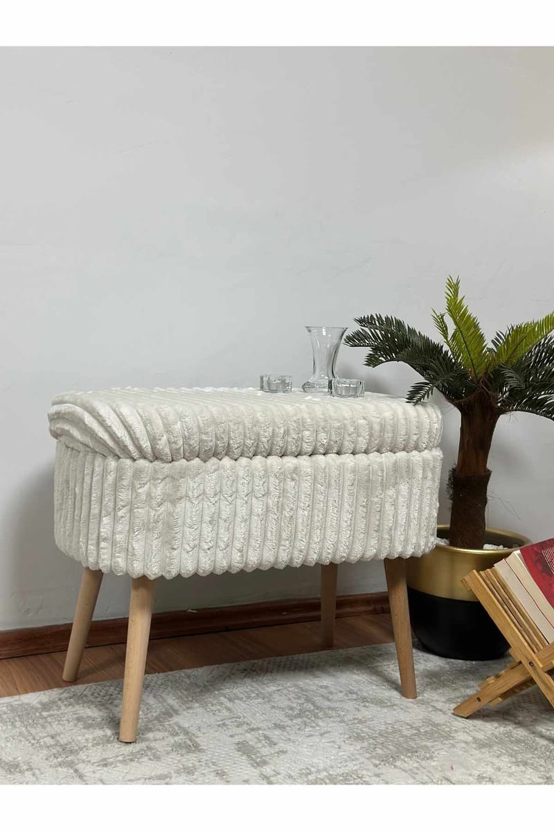 Puff med oppbevaring Atelier Del Sofa Mini Oslo Lin (60 x 46 x 35 cm) Toscano Cream - Møbler - Stoler & lenestoler - Krakk - Puff