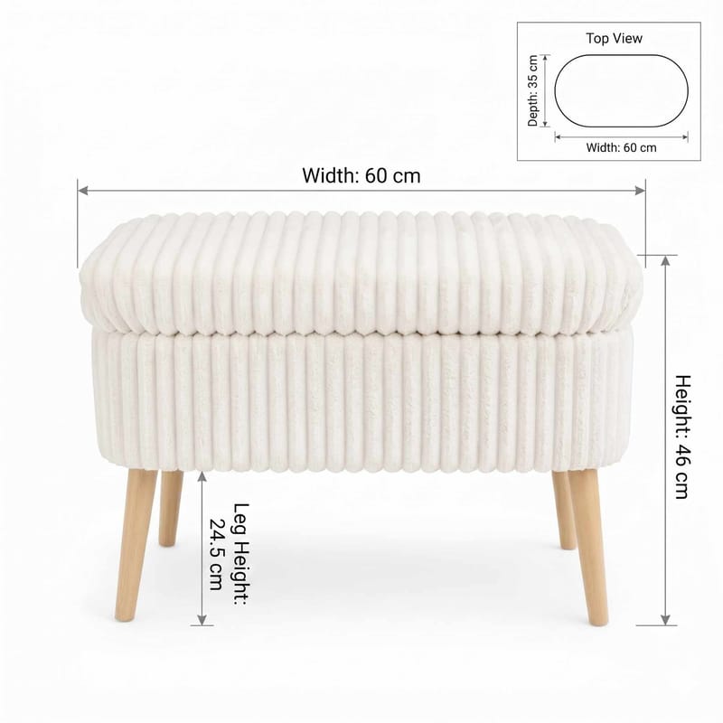 Puff med oppbevaring Atelier Del Sofa Mini Oslo Lin (60 x 46 x 35 cm) Toscano Cream - Møbler - Stoler & lenestoler - Krakk - Puff