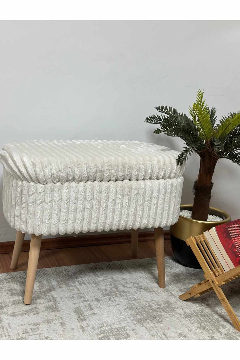 Puff med oppbevaring Atelier Del Sofa Mini Oslo Lin (60 x 46 x 35 cm) Toscano Cream - Møbler - Stoler & lenestoler - Krakk - Puff