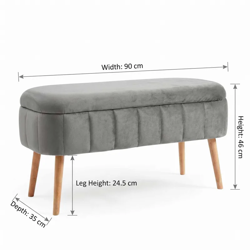 Puff med oppbevaring Atelier Del Sofa Oslo Babyface (90 x 46 x 35 cm) Antrasitt - Antrasitt - Møbler - Stoler & lenestoler - Krakk - Puff - Sittepuff med oppbevaring