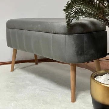 Puff med oppbevaring Atelier Del Sofa Oslo Babyface (90 x 46 x 35 cm) Antrasitt - Antrasitt - Møbler - Stoler & lenestoler - Krakk - Puff - Sittepuff med oppbevaring