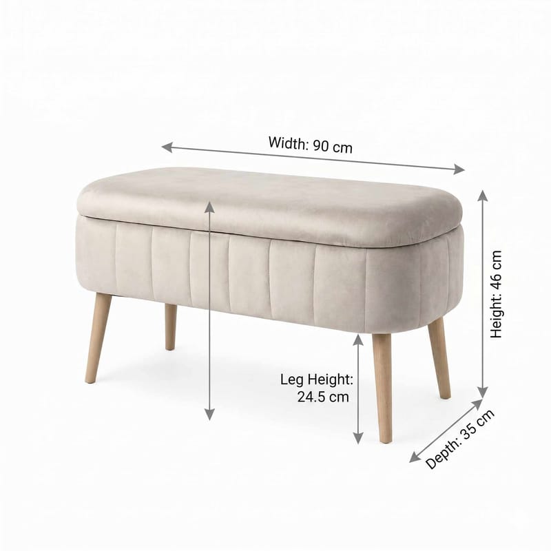 Puff med oppbevaring Atelier Del Sofa Oslo Babyface (90 x 46 x 35 cm) Beige - Møbler - Stoler & lenestoler - Krakk - Puff
